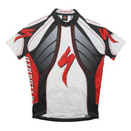 SPECIALIZED Mens White & Black Graphic Cycling T-Shirt XL Short Sleeve Zip Neck