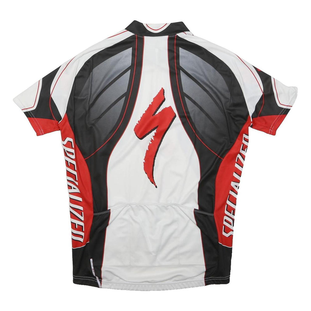SPECIALIZED Mens White & Black Graphic Cycling T-Shirt XL Short Sleeve Zip Neck