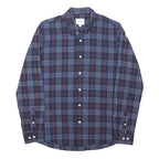 PETER WERTH Mens Blue & Red Check Cotton Blend Shirt L Casual Classic Fit Long