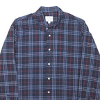 PETER WERTH Mens Blue & Red Check Cotton Blend Shirt L Casual Classic Fit Long