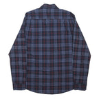 PETER WERTH Mens Blue & Red Check Cotton Blend Shirt L Casual Classic Fit Long