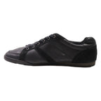 TOMMY HILFIGER Low Top Trainers Black Leather Mens UK 8.5