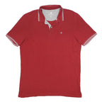 CHAMPION Mens Red Short Sleeve Plain XL Cotton Polo Shirt Stripe Collar Cuffs