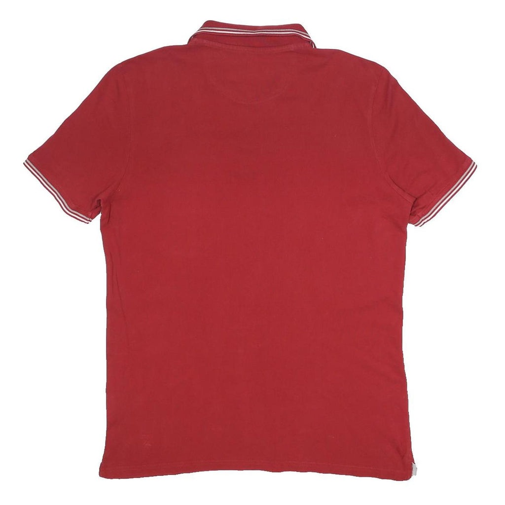 CHAMPION Mens Red Short Sleeve Plain XL Cotton Polo Shirt Stripe Collar Cuffs
