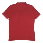 CHAMPION Mens Red Short Sleeve Plain XL Cotton Polo Shirt Stripe Collar Cuffs