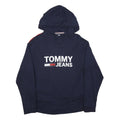 TOMMY JEANS Womens Navy Blue Hoodie M Cotton Blend Pullover Sweatshirt