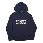 TOMMY JEANS Womens Navy Blue Hoodie M Cotton Blend Pullover Sweatshirt