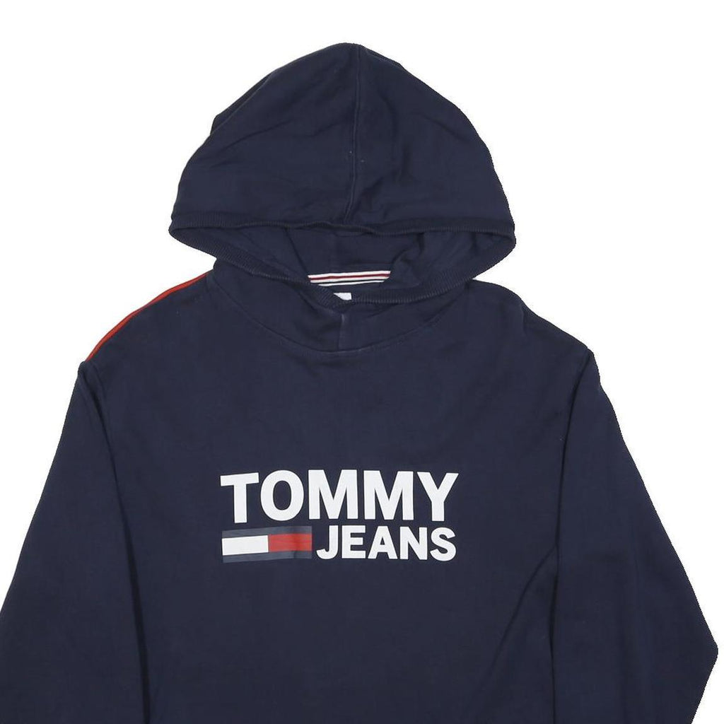 TOMMY JEANS Womens Navy Blue Hoodie M Cotton Blend Pullover Sweatshirt