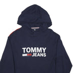 TOMMY JEANS Womens Navy Blue Hoodie M Cotton Blend Pullover Sweatshirt
