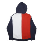 TOMMY JEANS Womens Navy Blue Hoodie M Cotton Blend Pullover Sweatshirt