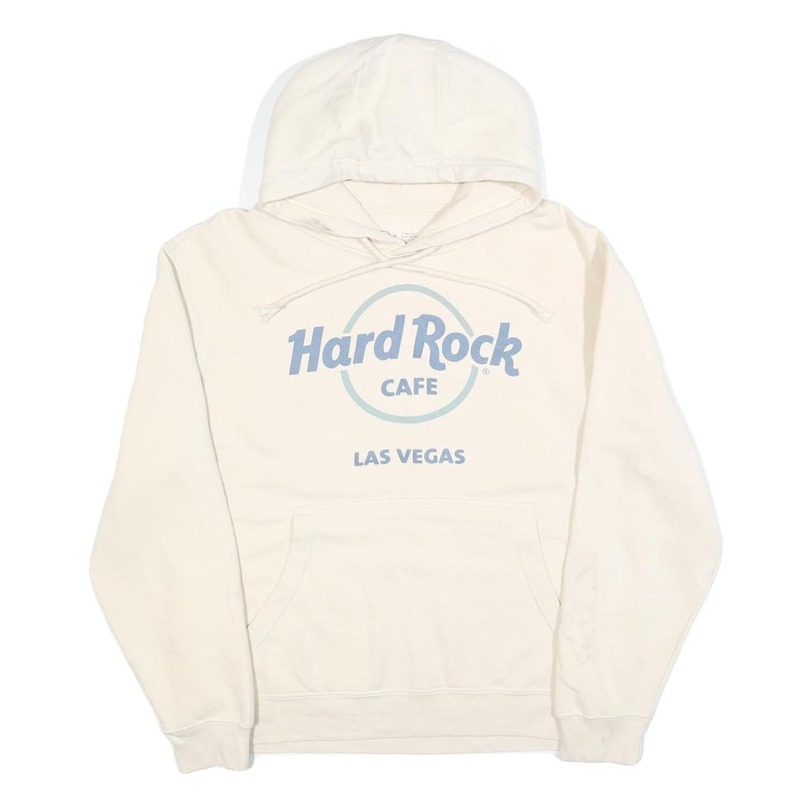 HARD ROCK CAFE Mens White Hoodie S Printed Logo Casual Cotton Blend