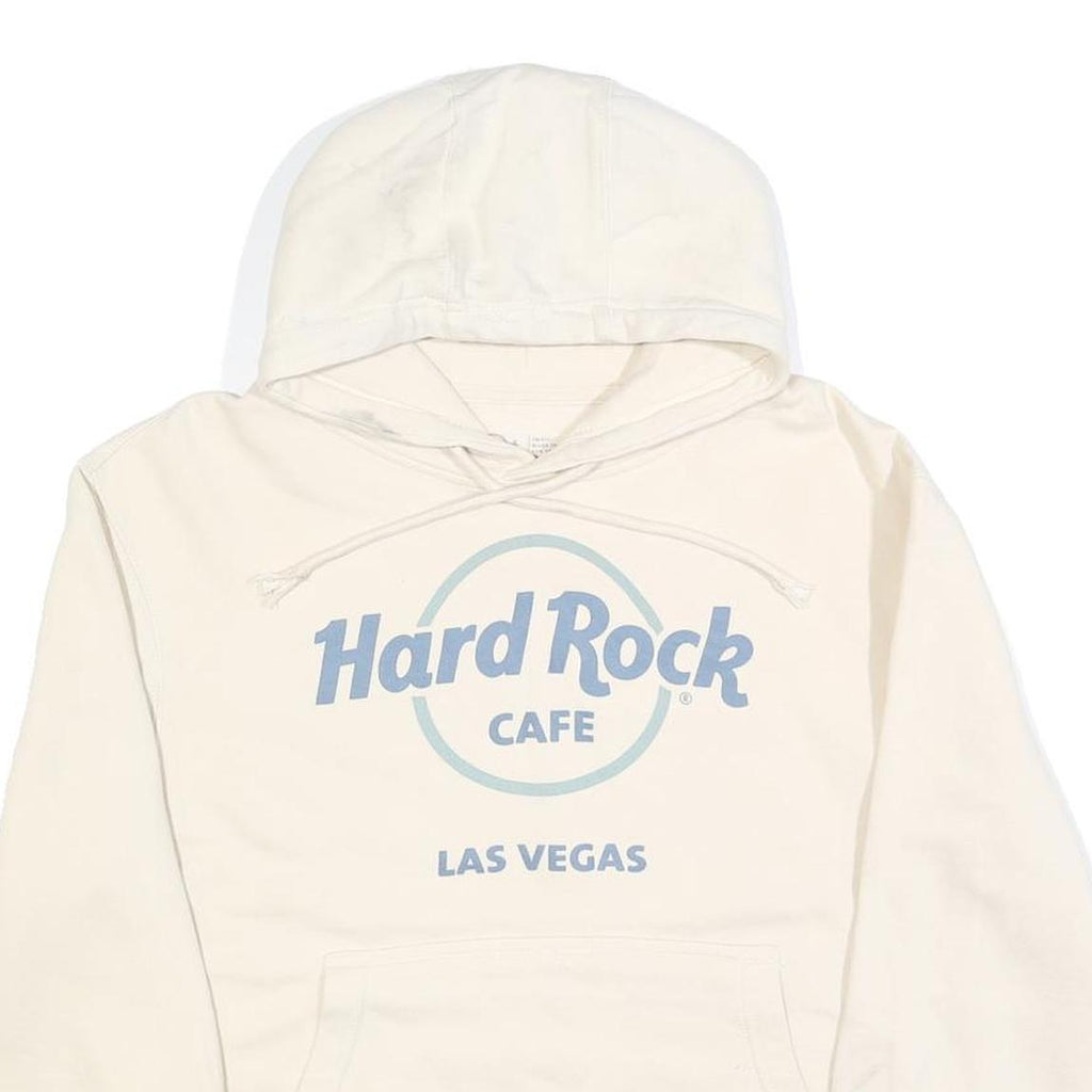 HARD ROCK CAFE Mens White Hoodie S Printed Logo Casual Cotton Blend