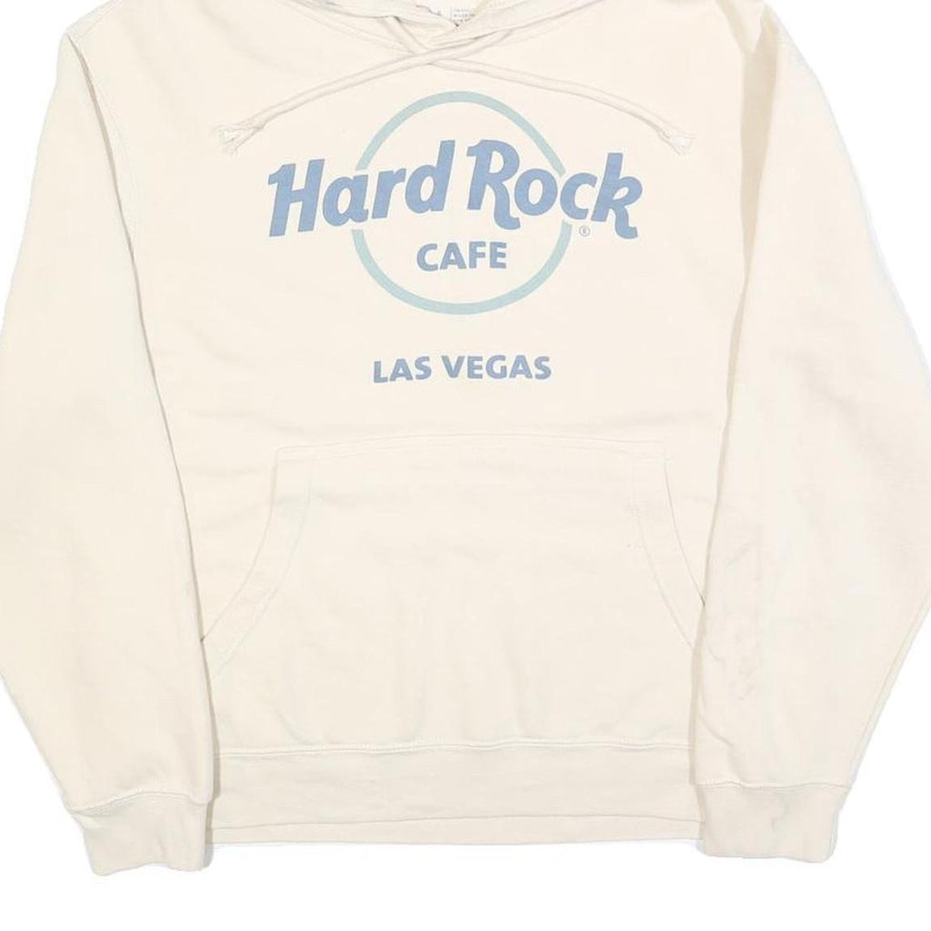 HARD ROCK CAFE Mens White Hoodie S Printed Logo Casual Cotton Blend