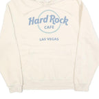 HARD ROCK CAFE Mens White Hoodie S Printed Logo Casual Cotton Blend