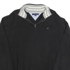 TOMMY HILFIGER Mens Black Pullover Plain V-Neck Basic Knit XL Cotton Jumper