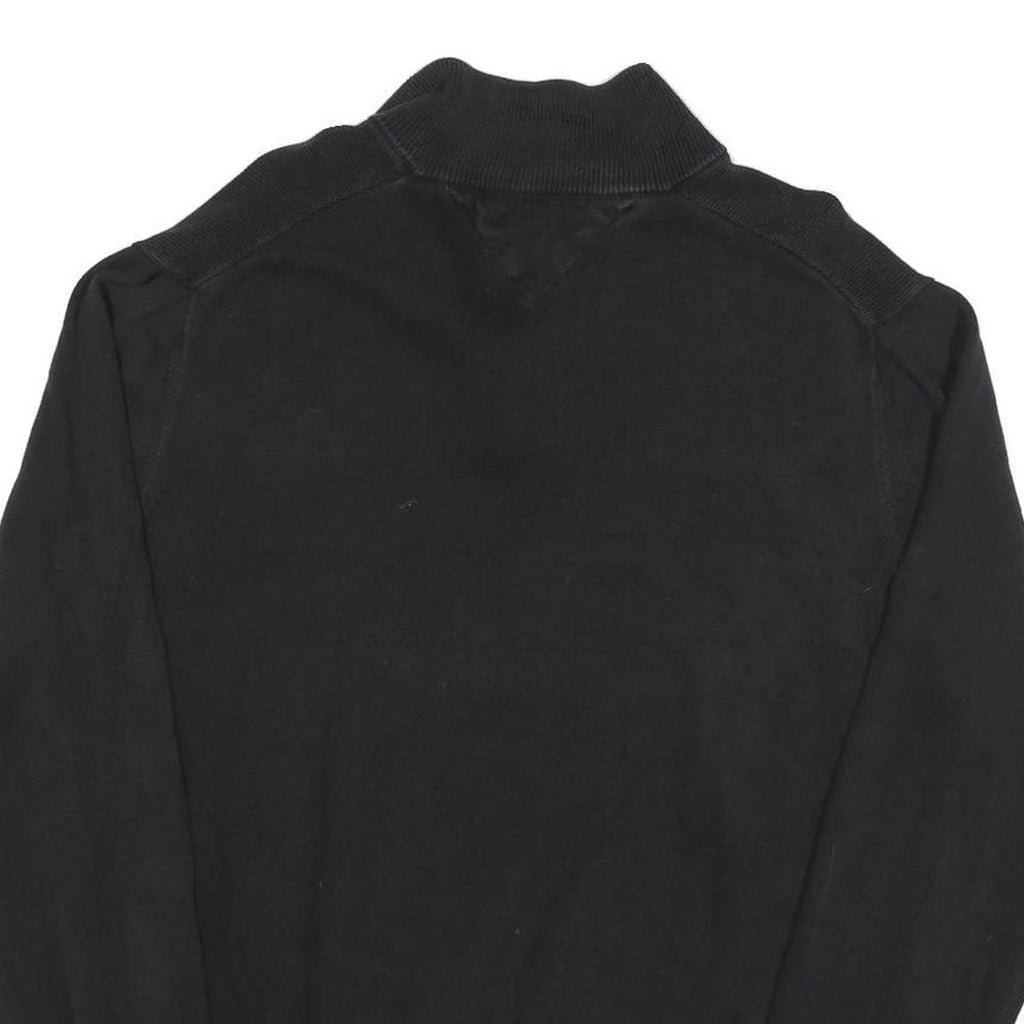 TOMMY HILFIGER Mens Black Pullover Plain V-Neck Basic Knit XL Cotton Jumper