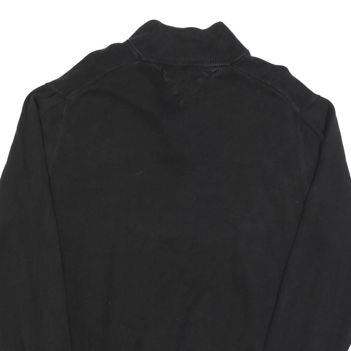 TOMMY HILFIGER Mens Black Pullover Plain V-Neck Basic Knit XL Cotton Jumper