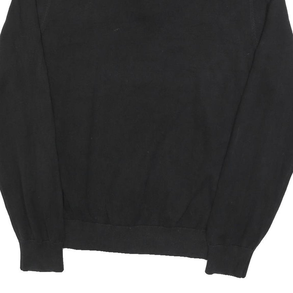TOMMY HILFIGER Mens Black Pullover Plain V-Neck Basic Knit XL Cotton Jumper