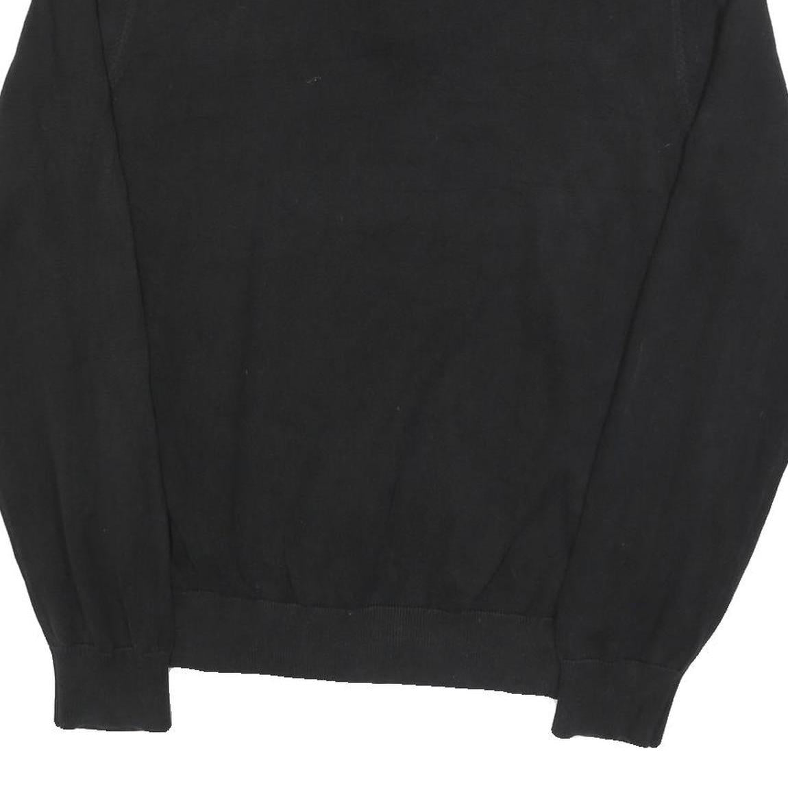 TOMMY HILFIGER Mens Black Pullover Plain V-Neck Basic Knit XL Cotton Jumper