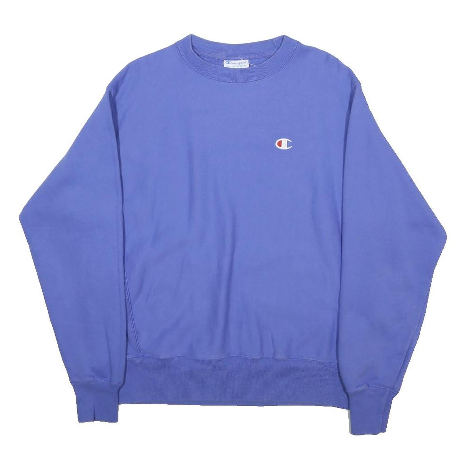 CHAMPION REVERSE WEAVE Mens Blue Crew Neck M Cotton Blend Pullover Sweatshirt
