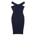 AX Womens Navy Blue Bodycon Cotton Blend Midi Dress UK 10 Cross Strap