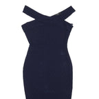 AX Womens Navy Blue Bodycon Cotton Blend Midi Dress UK 10 Cross Strap