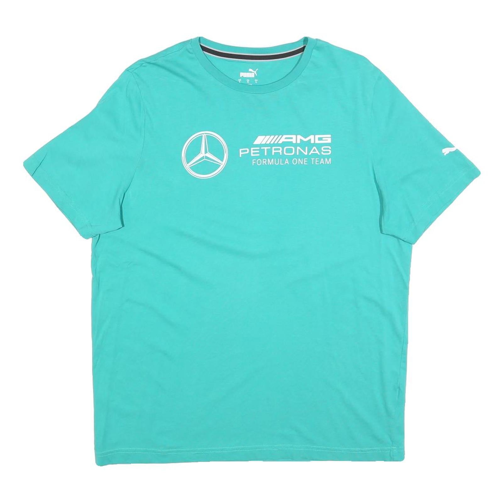 PUMA Mens Blue Formula One Team T-Shirt L Short Sleeve Crew Neck AMG Petronas