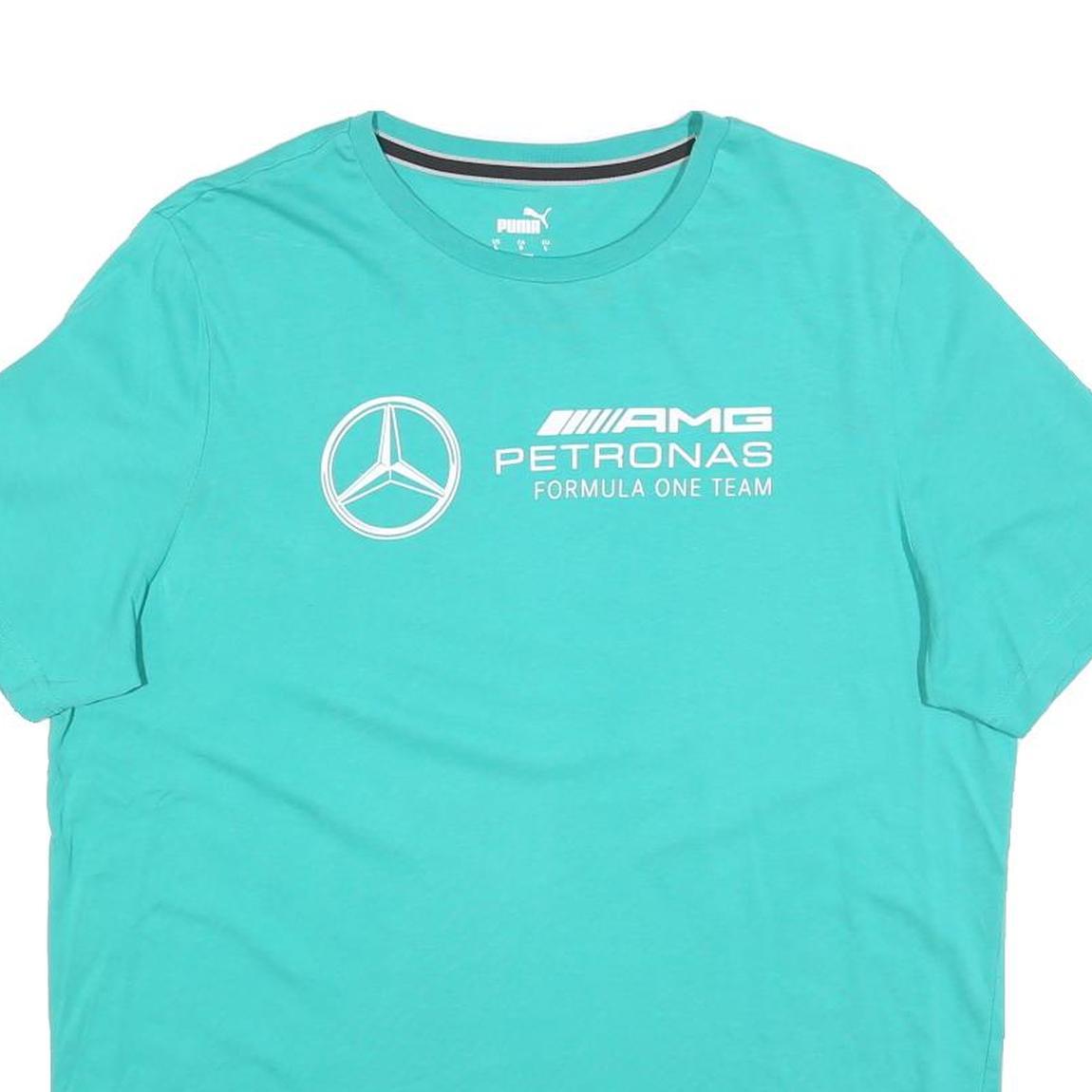 PUMA Mens Blue Formula One Team T-Shirt L Short Sleeve Crew Neck AMG Petronas