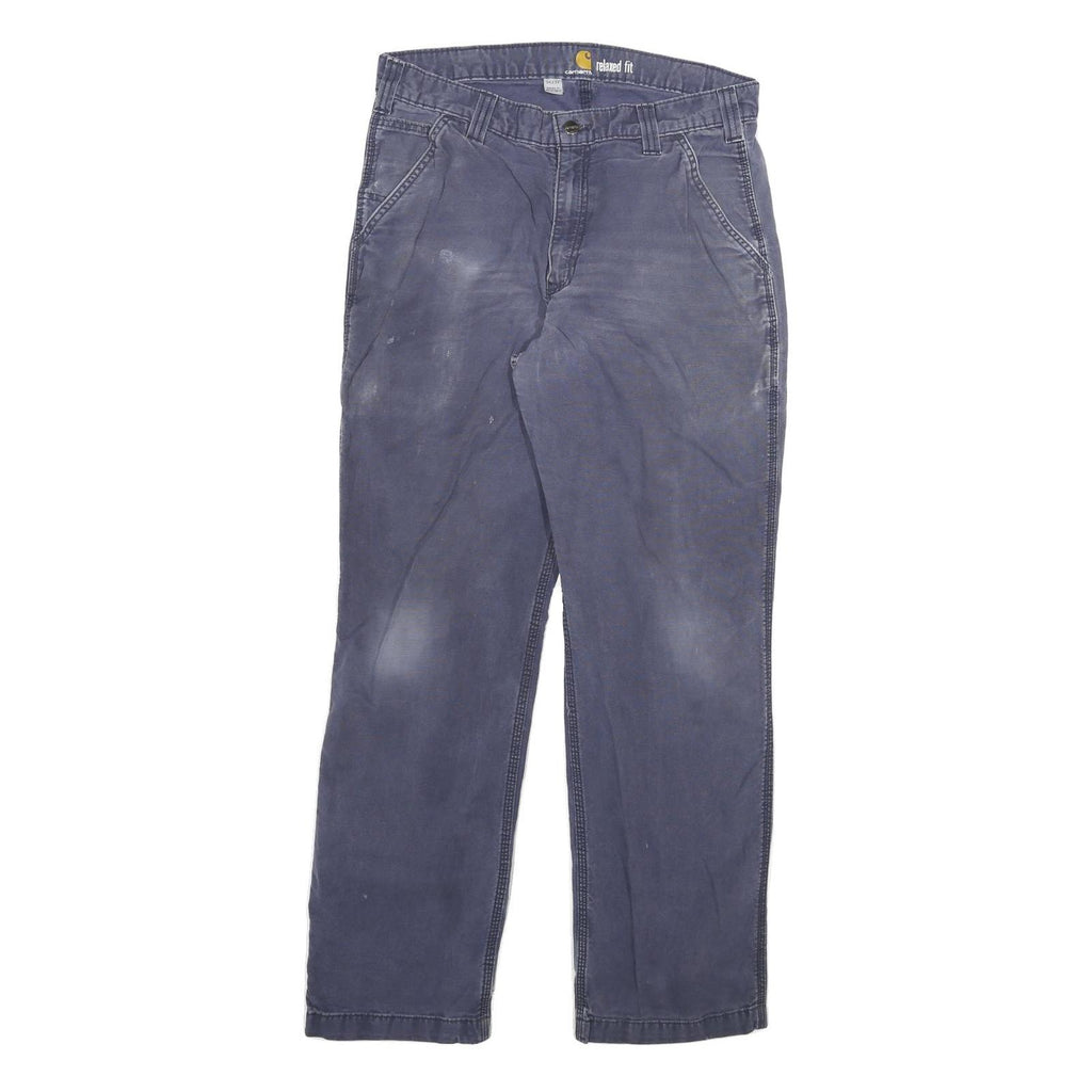 CARHARTT Mens Cotton Blend Blue Relaxed Fit Straight Leg Trousers W34 L32