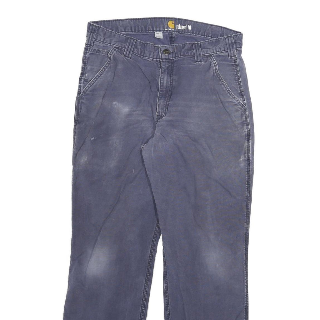 CARHARTT Mens Cotton Blend Blue Relaxed Fit Straight Leg Trousers W34 L32
