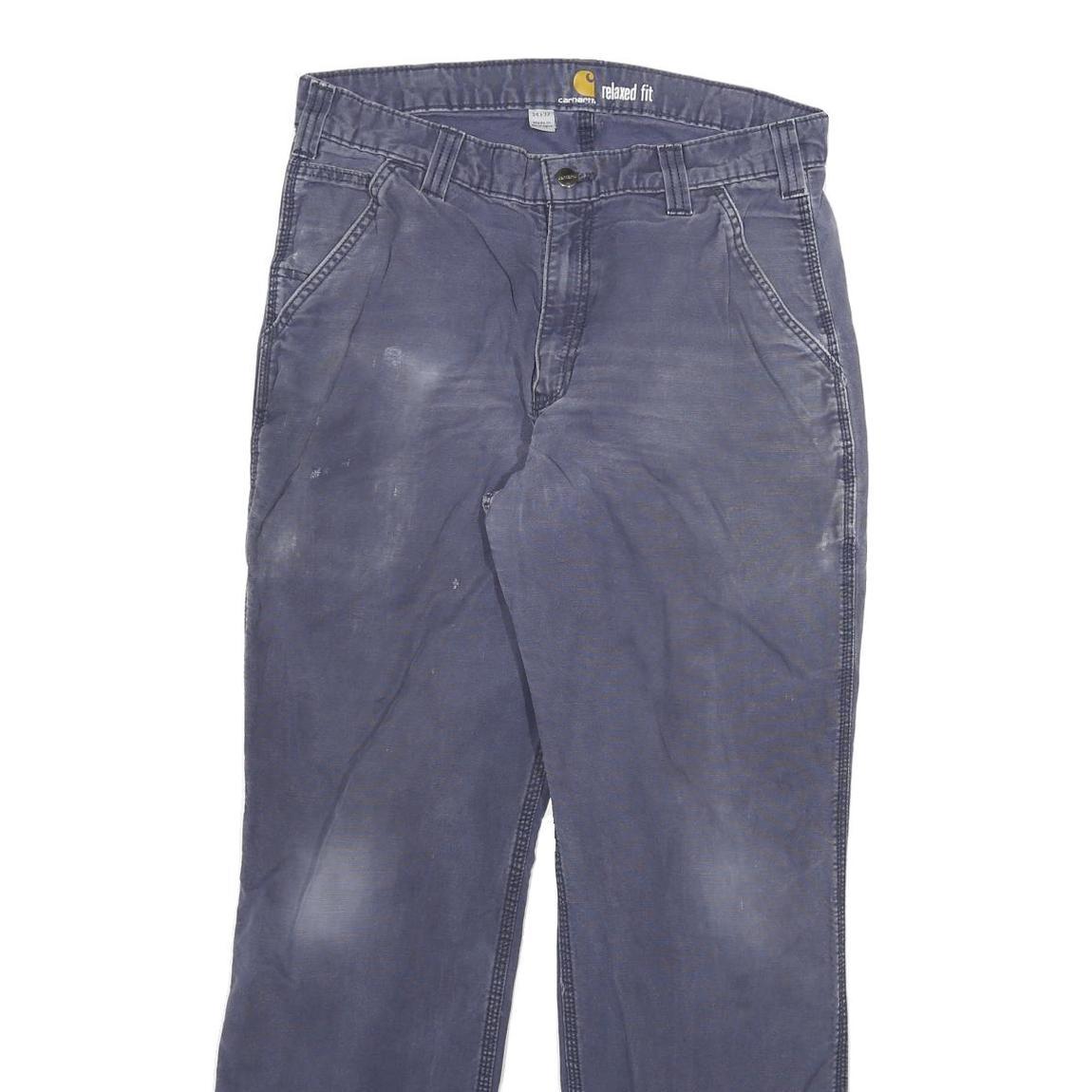 CARHARTT Mens Cotton Blend Blue Relaxed Fit Straight Leg Trousers W34 L32