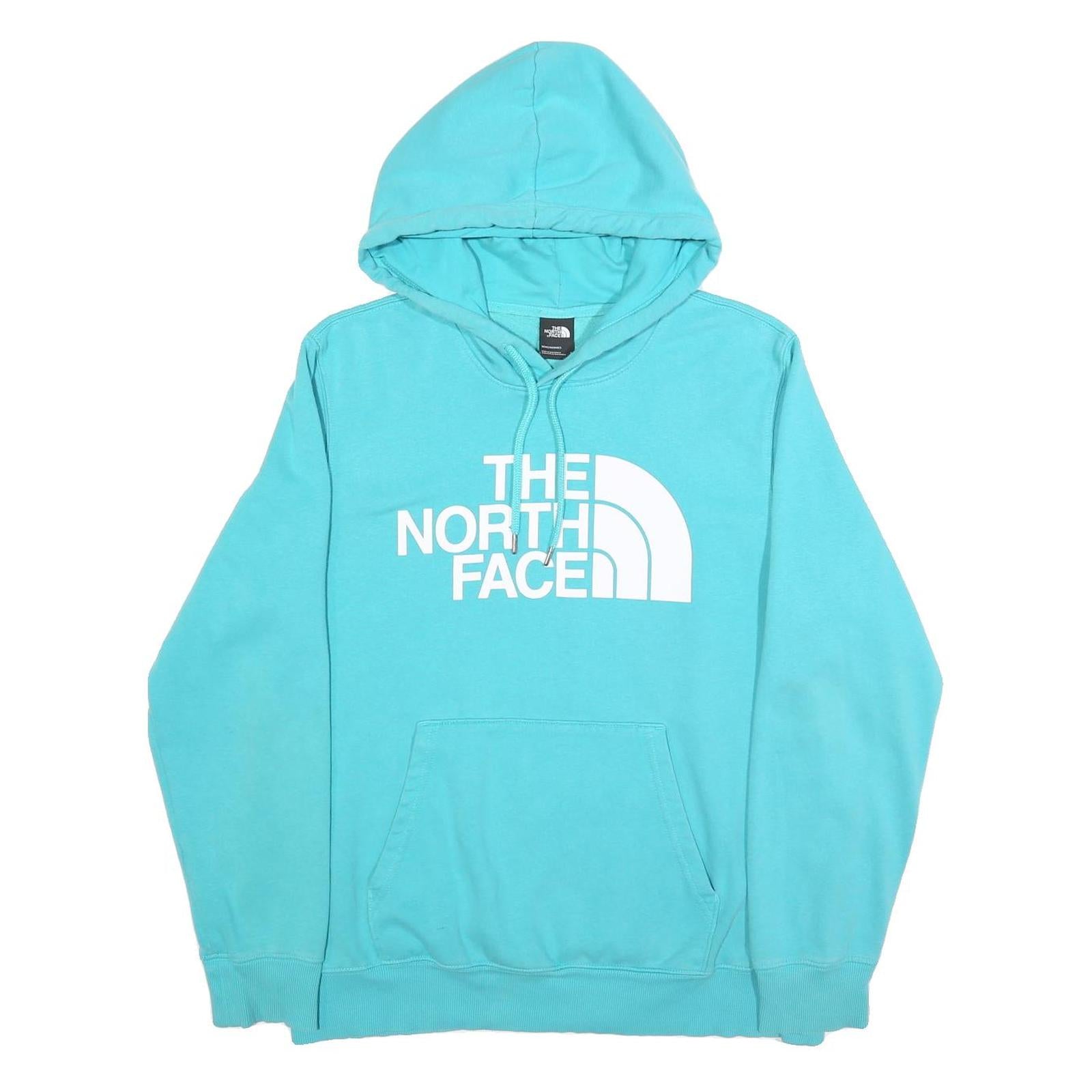 THE NORTH FACE Mens Blue Pullover Hoodie L Icon Logo Cotton Blend Casual