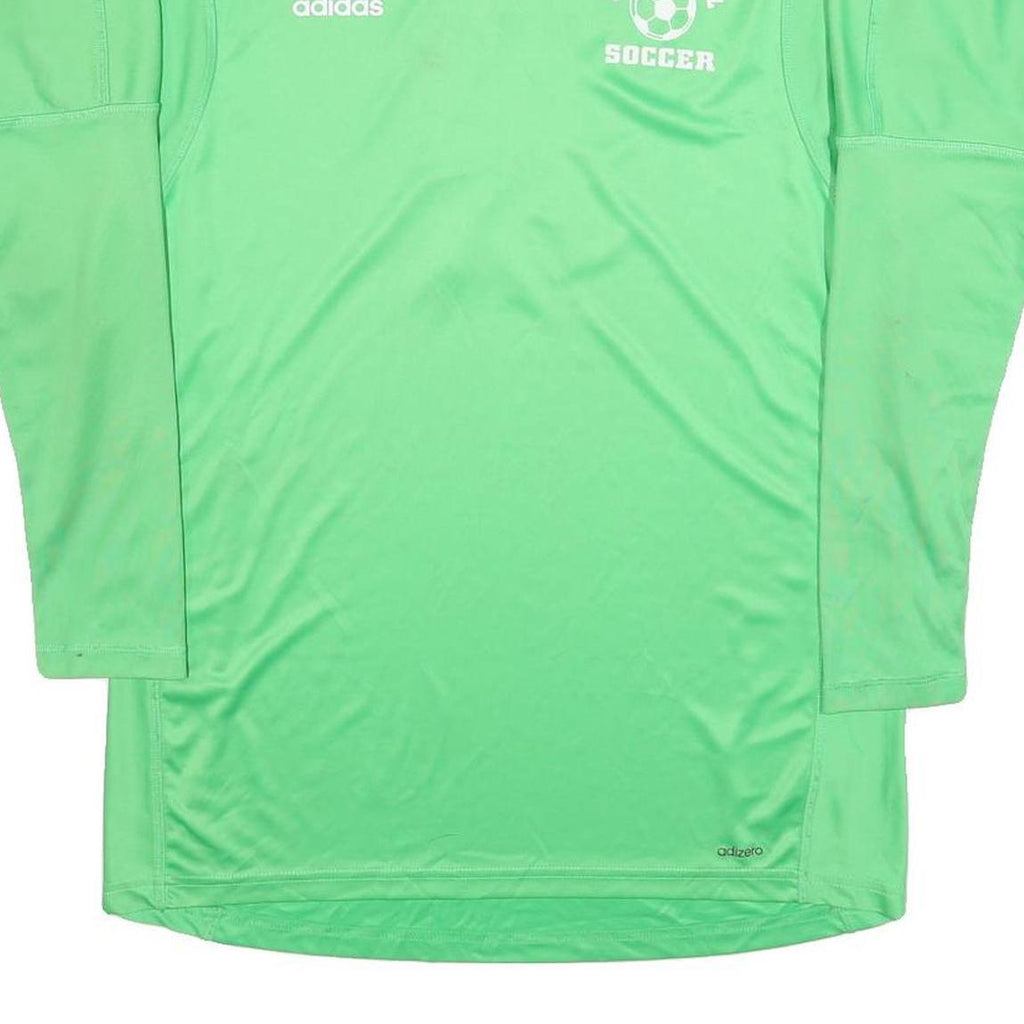 ADIDAS Mens Green & White Soccer T-Shirt M Long Sleeve V-Neck Performance