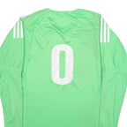 ADIDAS Mens Green & White Soccer T-Shirt M Long Sleeve V-Neck Performance