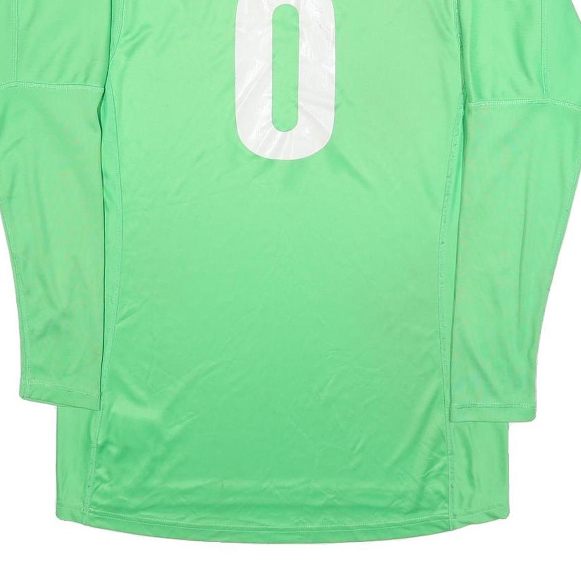ADIDAS Mens Green & White Soccer T-Shirt M Long Sleeve V-Neck Performance