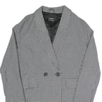 PULL&BEAR Womens Black & White Check Tailored Blazer S Polyester Blend Woven