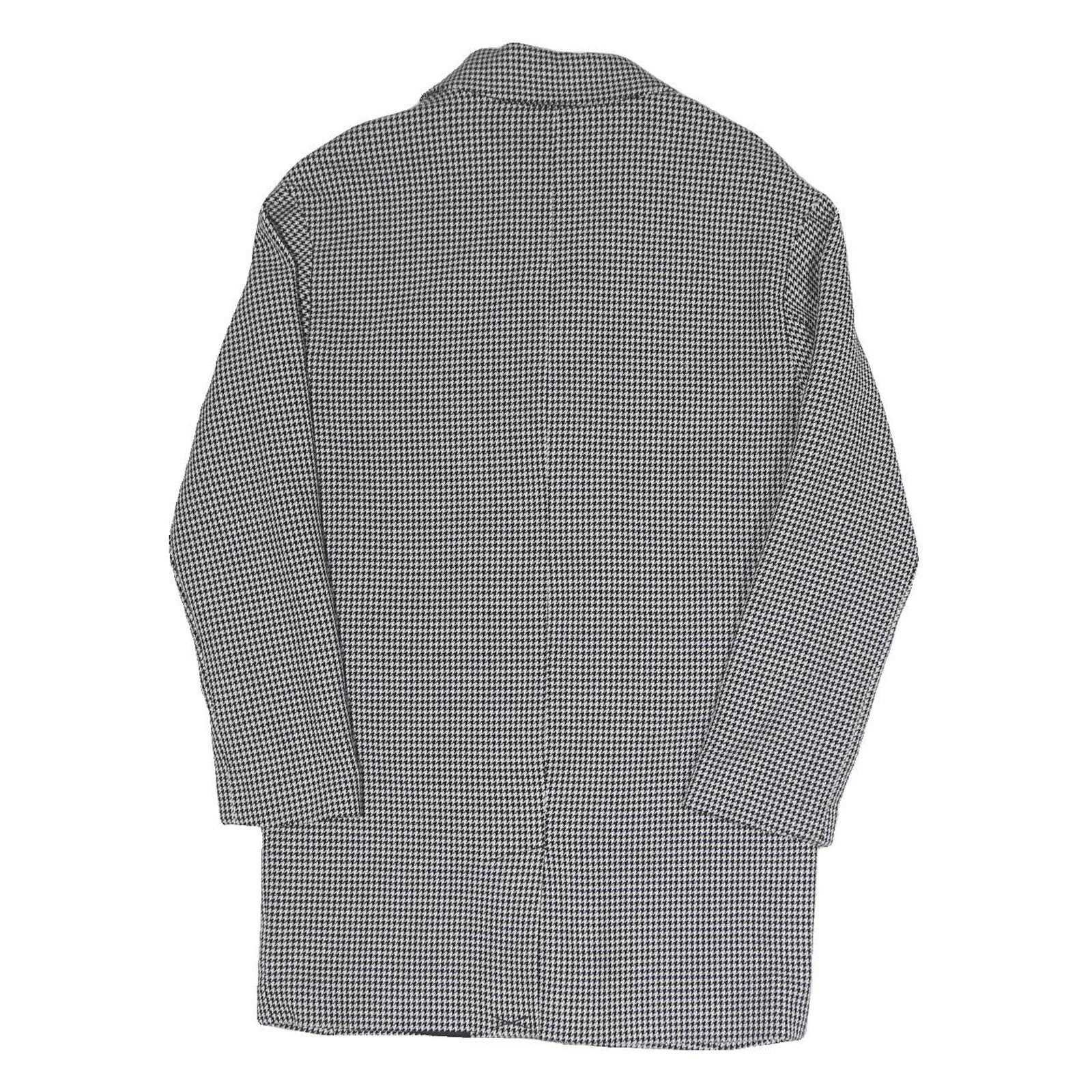 PULL&BEAR Womens Black & White Check Tailored Blazer S Polyester Blend Woven