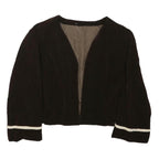 Womens Black Jacket XXS Polyester Blend Plain Cropped Minimalist Sleeve Trim