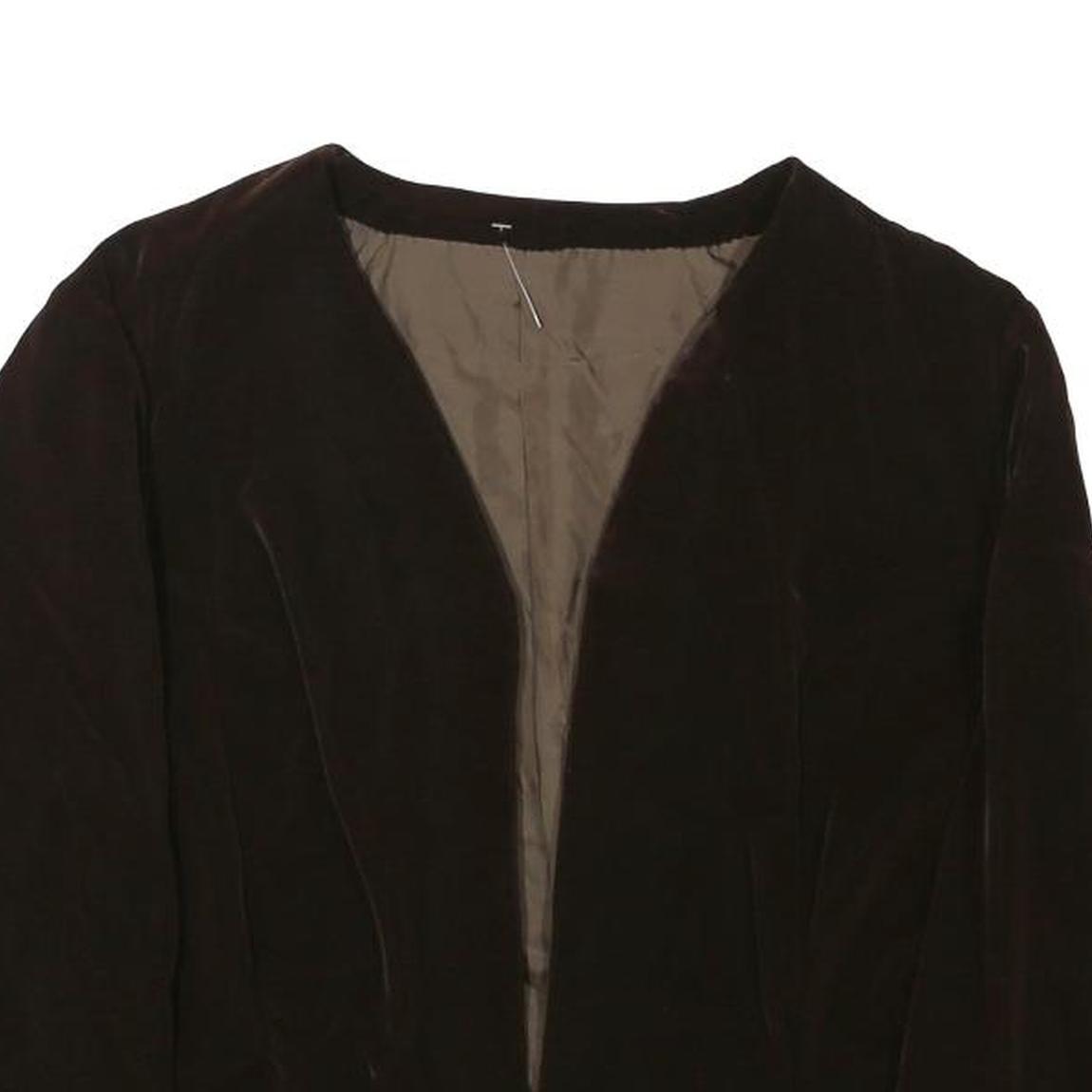 Womens Black Jacket XXS Polyester Blend Plain Cropped Minimalist Sleeve Trim