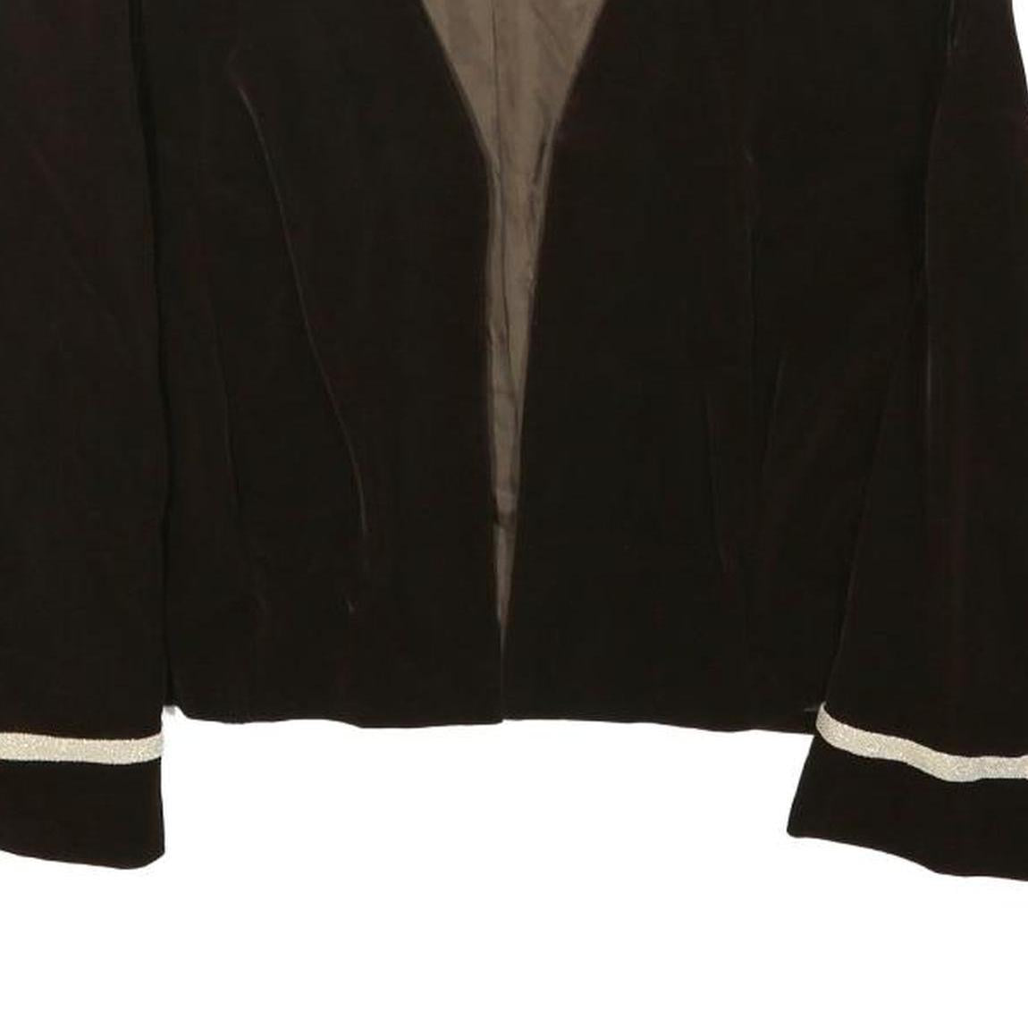 Womens Black Jacket XXS Polyester Blend Plain Cropped Minimalist Sleeve Trim