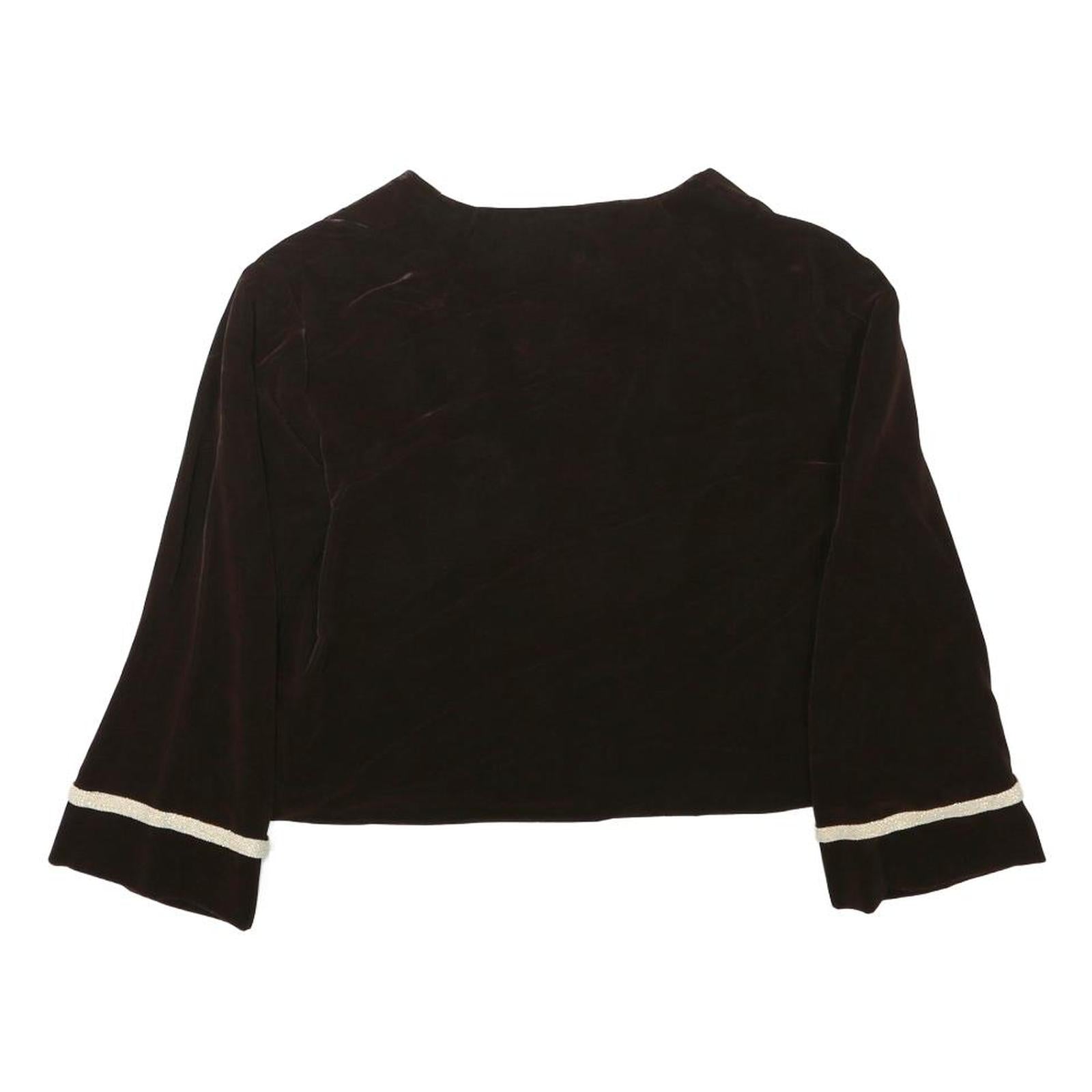 Womens Black Jacket XXS Polyester Blend Plain Cropped Minimalist Sleeve Trim