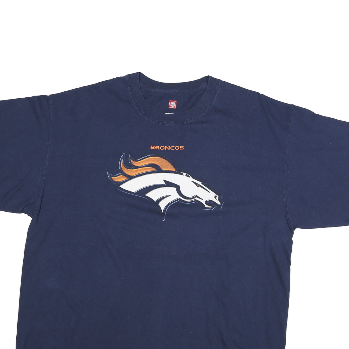 NFL Mens Blue Broncos Graphic T-Shirt XL Short Sleeve Crew Neck Casual