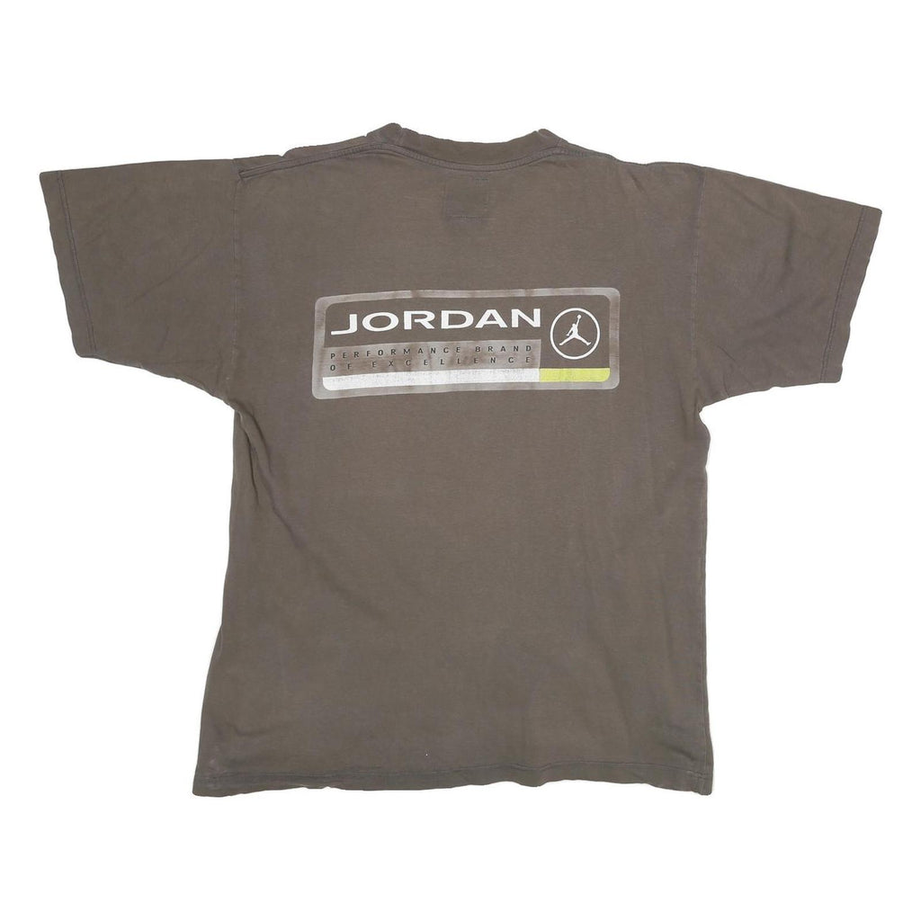 AIR JORDAN Mens Brown & Yellow Graphic T-Shirt L Short Sleeve Crew Neck Casual