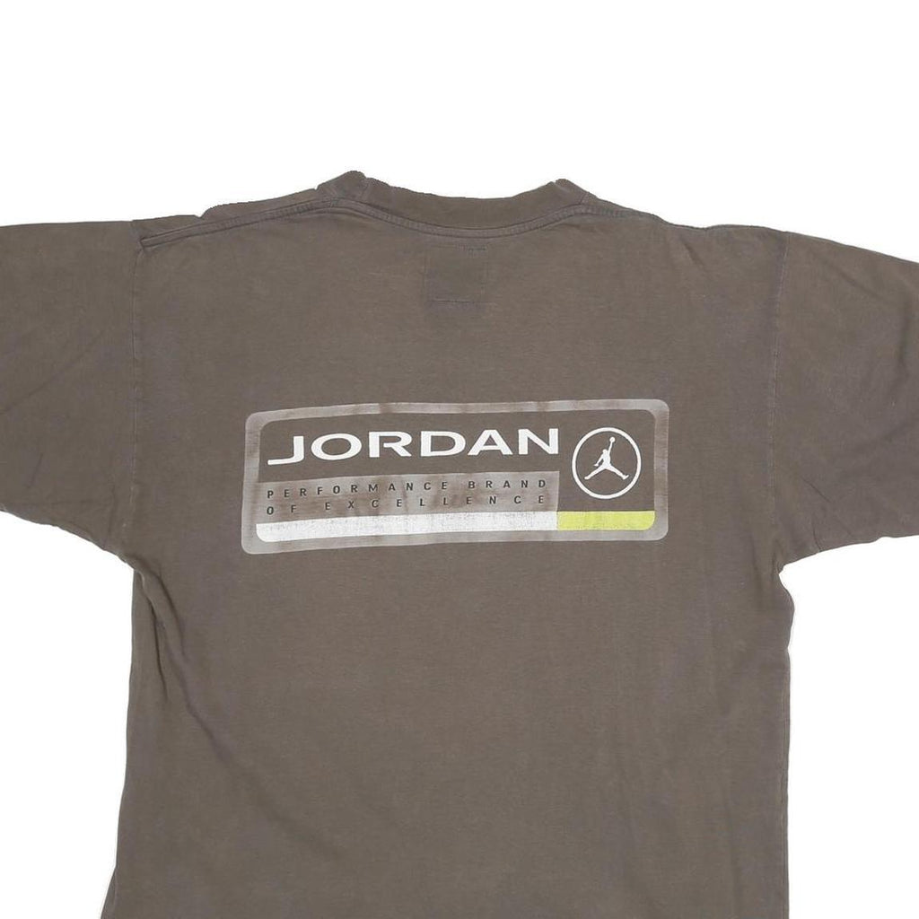 AIR JORDAN Mens Brown & Yellow Graphic T-Shirt L Short Sleeve Crew Neck Casual