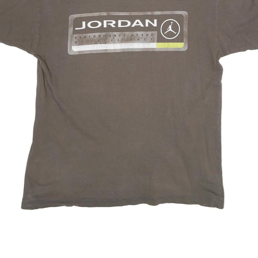 AIR JORDAN Mens Brown & Yellow Graphic T-Shirt L Short Sleeve Crew Neck Casual