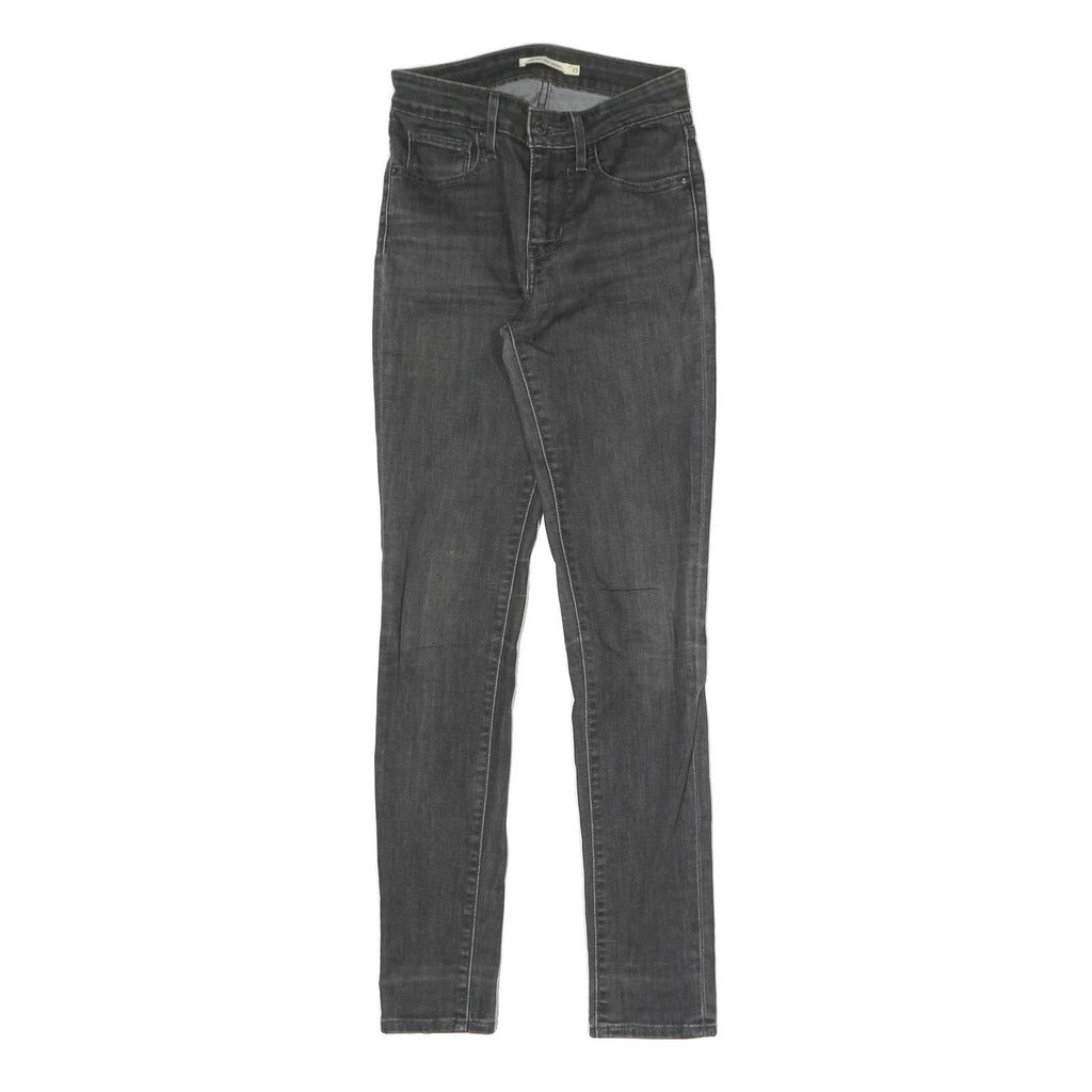 LEVI'S Womens Slim Black Denim Jeans W25 L30 Cotton Blend Zip Classic Skinny Fit