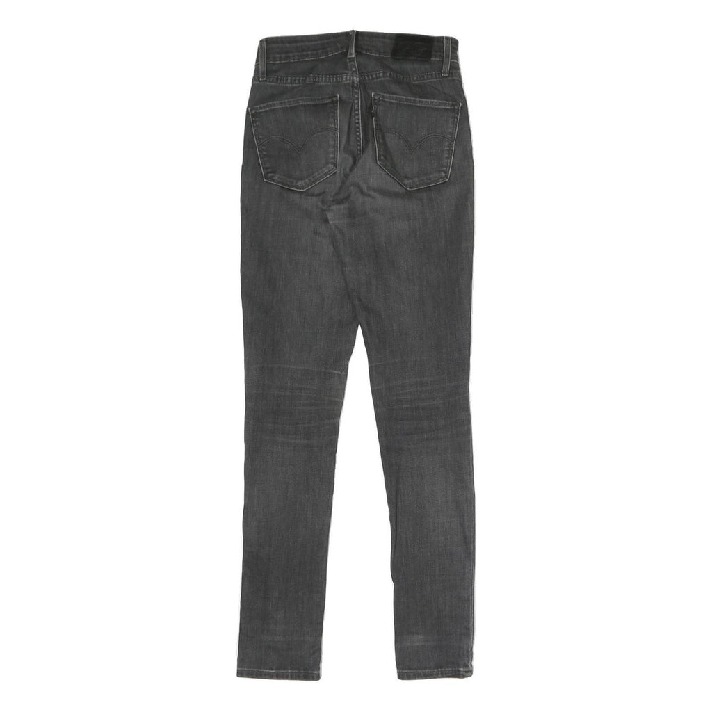 LEVI'S Womens Slim Black Denim Jeans W25 L30 Cotton Blend Zip Classic Skinny Fit