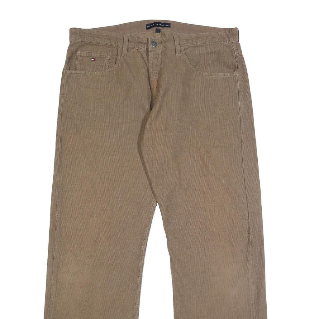 TOMMY HILFIGER Mens Cotton Beige Relaxed Straight Trousers W36 L32 Casual
