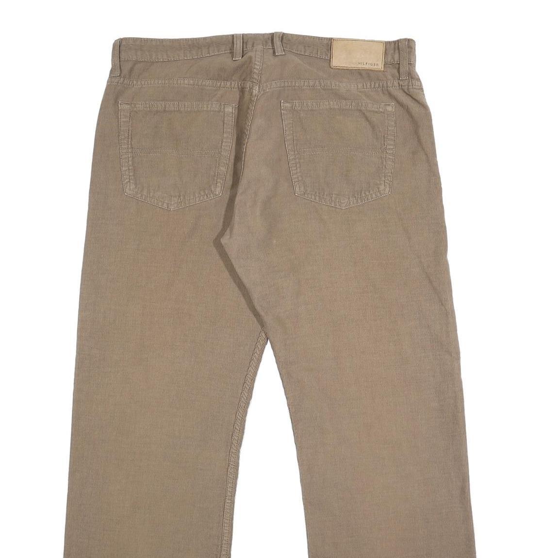 TOMMY HILFIGER Mens Cotton Beige Relaxed Straight Trousers W36 L32 Casual