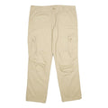 Beige Mens Regular Fit Cotton Cargo Trousers W38 L31 Casual Workwear Zip